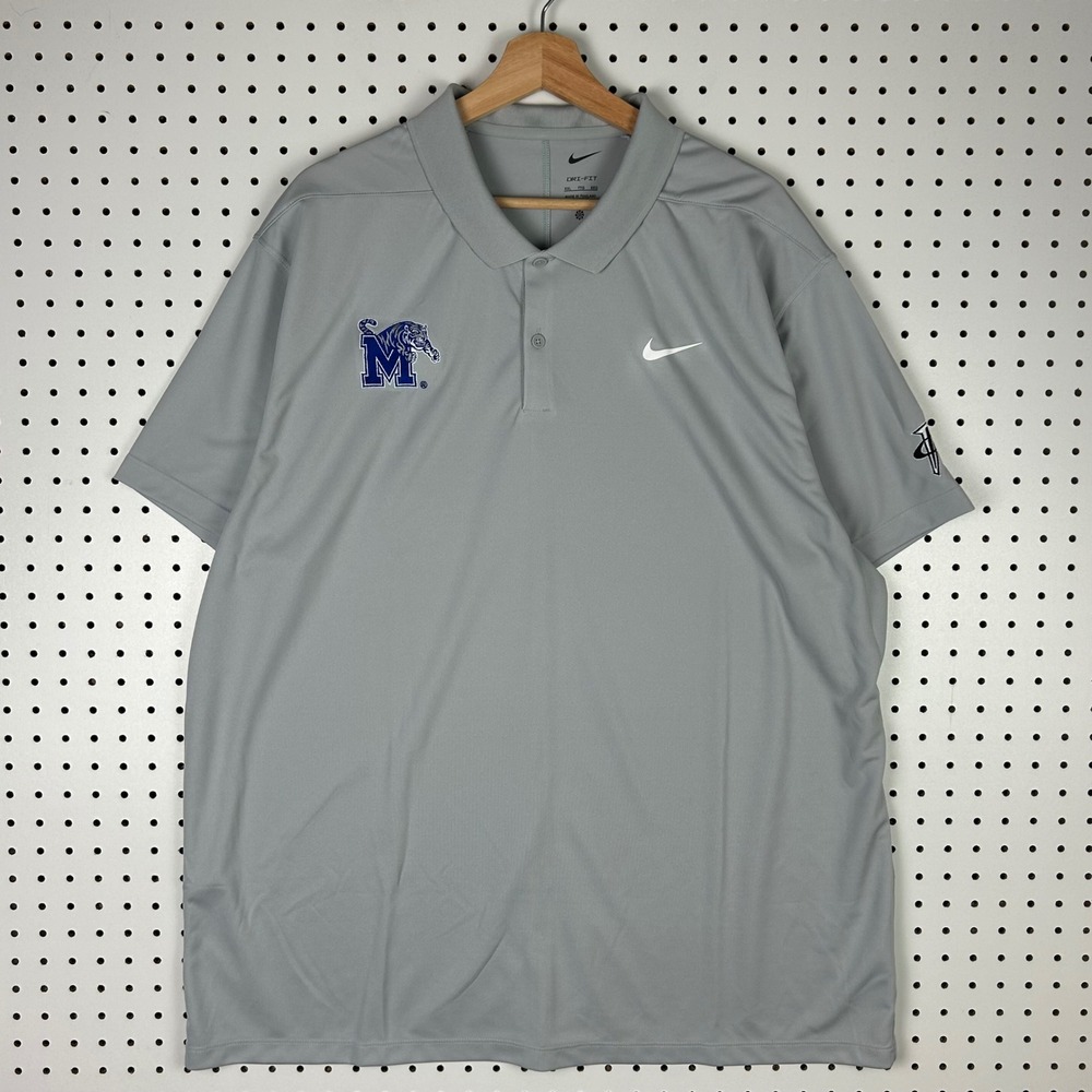 Nike 1‎ Cent Memphis Tigers Penny Hardaway Dri-Fit Polo XXL Shirt Gray PE Swoosh